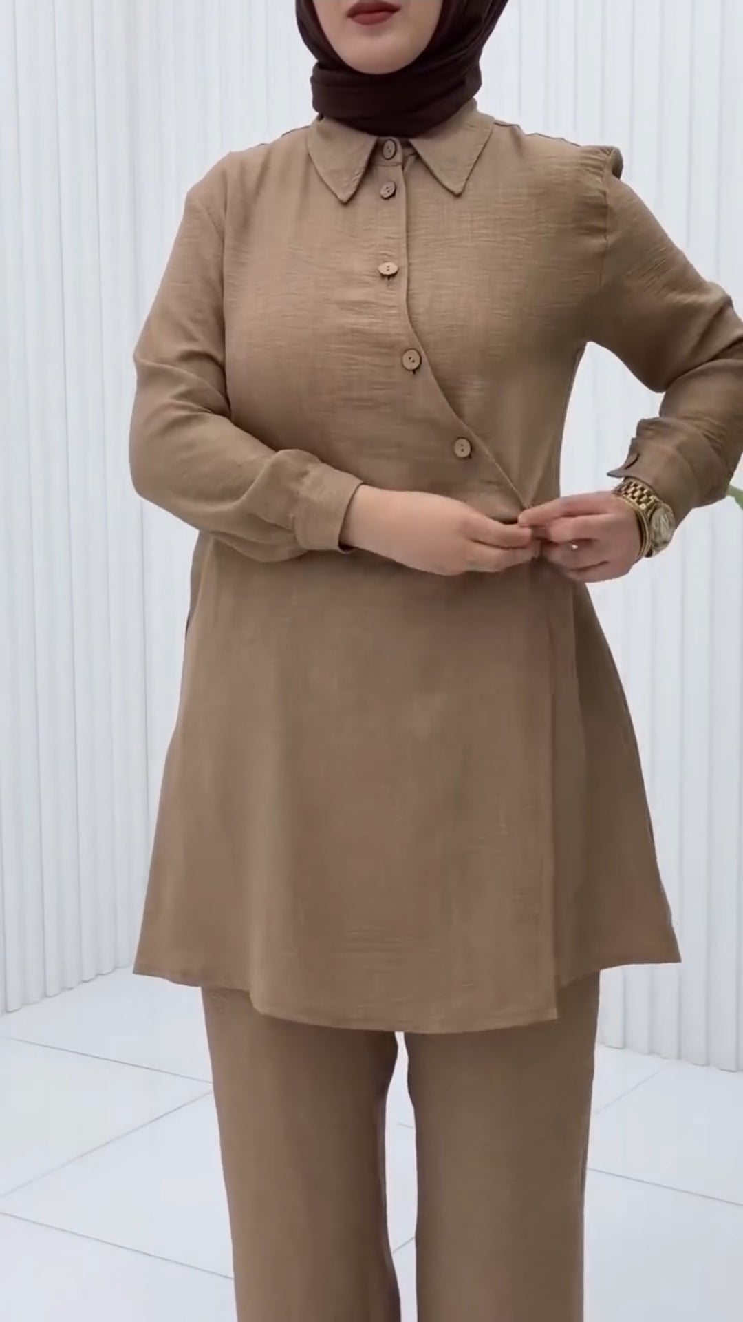 Linen Buttoned Shirt & Trouser | Women Shirt Trouser | Luxi Wears