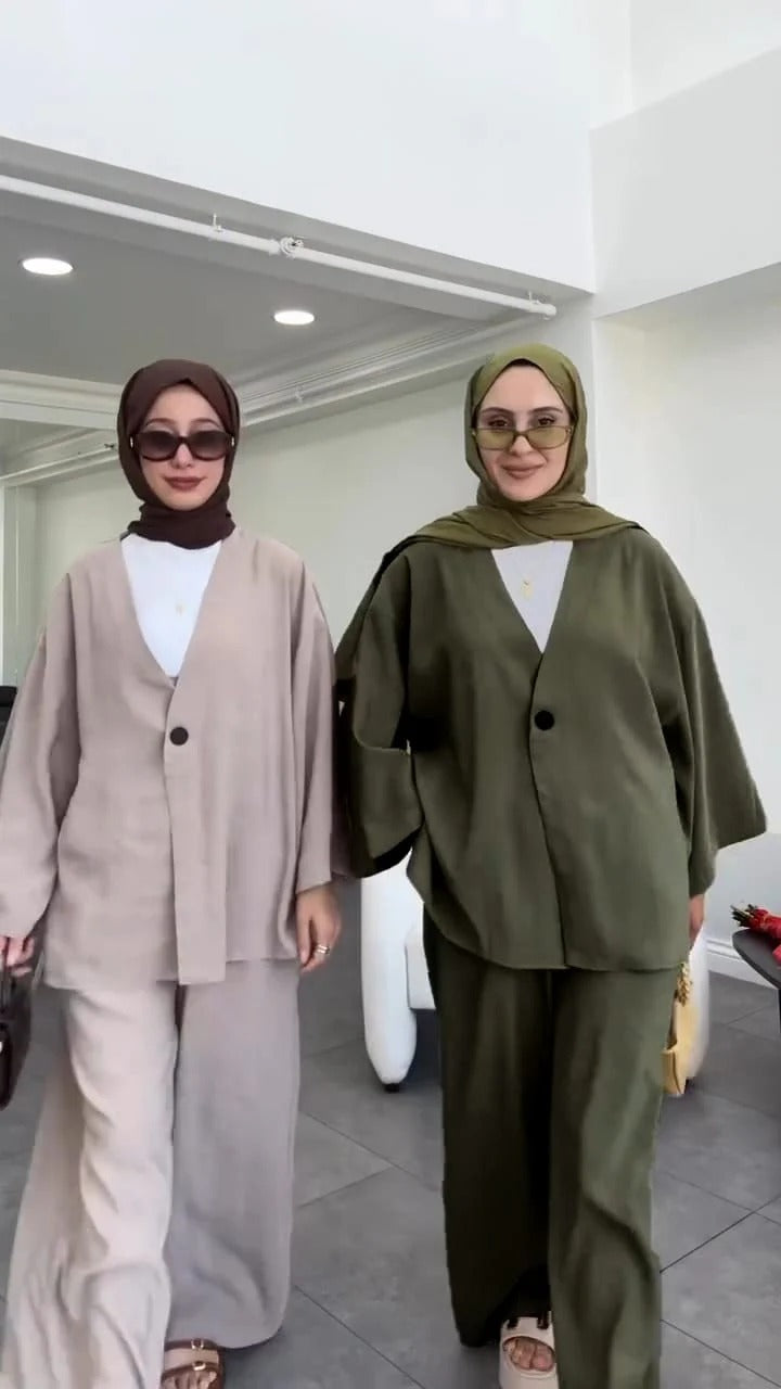 Women's V-Neck Shirt & Trouser Set