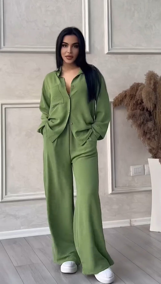 Teal pink women's rich linen shirt trouser set UAE — exclusive colour co-ord Dubai