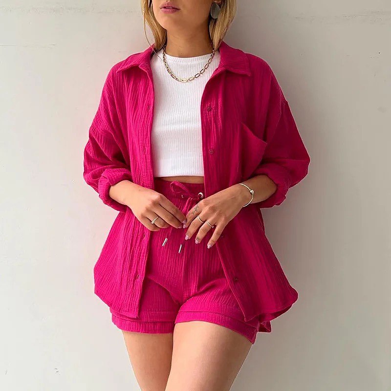 Women's Poly Cotton Shirt & Short Set