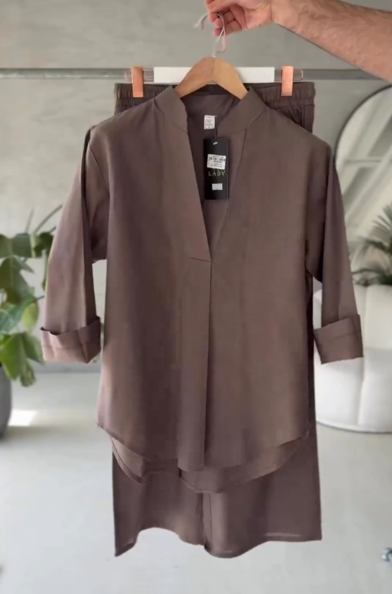 Offer Price Women's V-Neck Linen Shirt & Trouser Set T125A
