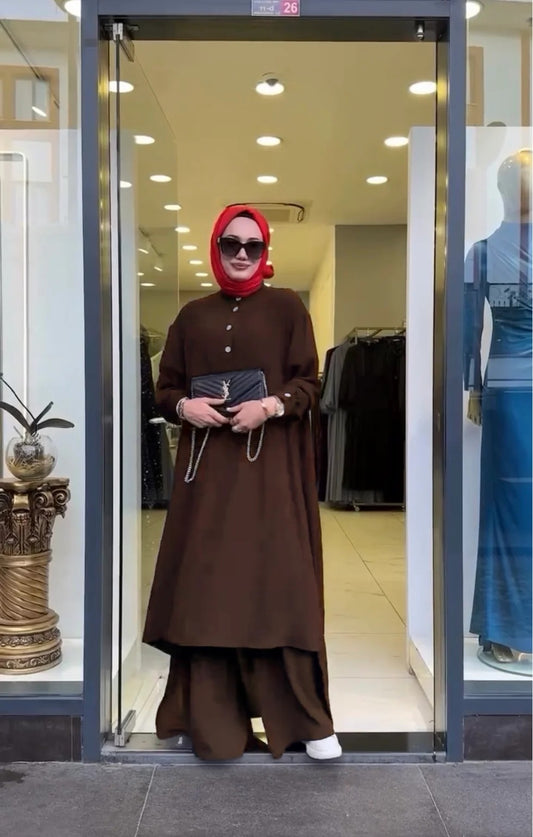 Women's Long Shirt & Loose Trouser Set