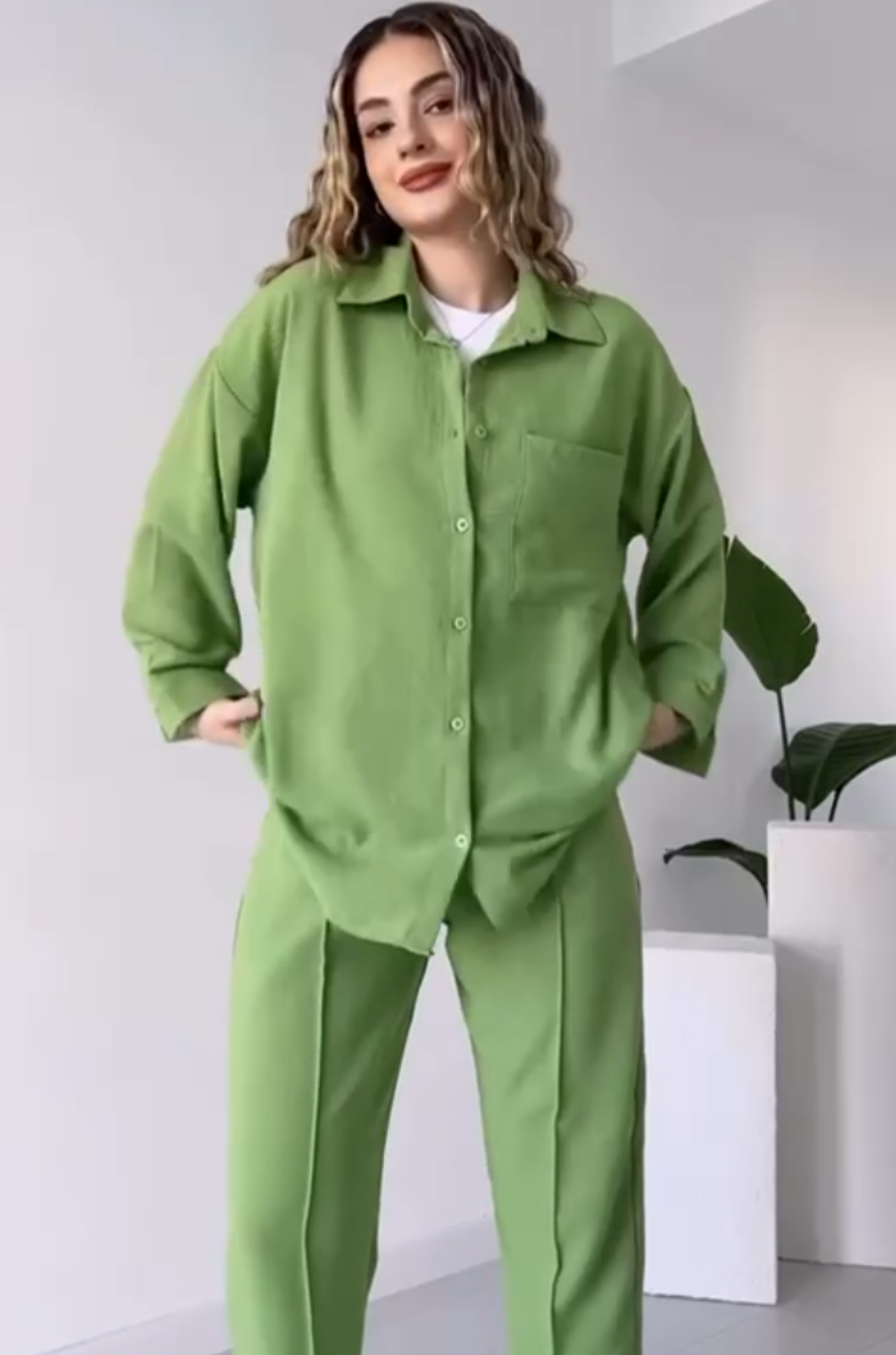 Women's Linen Shirt & Trouser Set