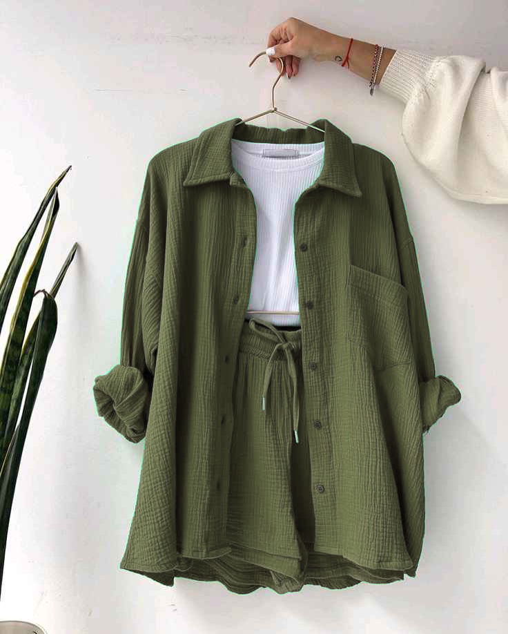 Women's Cotton Shirt & Short Set