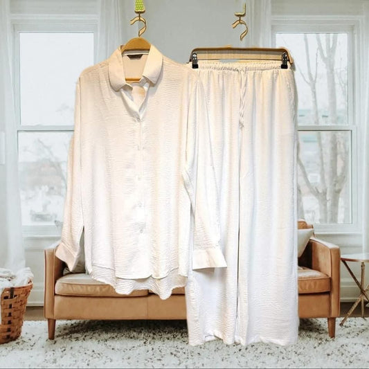 White women's pure linen plazo set Abu Dhabi โ modest abaya-style co-ord UAE