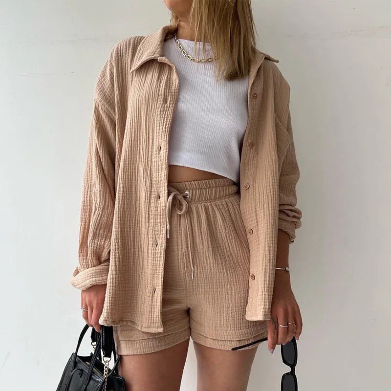 Women's Poly Cotton Shirt & Short Set