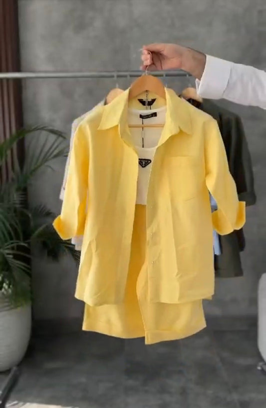 Yellow women's shirt shorts set Dubai Abu Dhabi — summer casual co-ord UAE