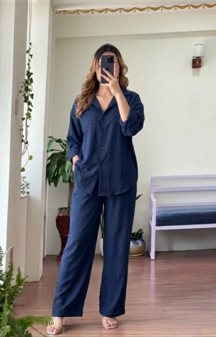 Women's Linen Drop Down Collar Shirt & Trouser Set —  Size Chart | UAE