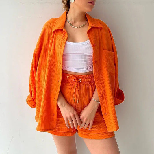 Women's Poly Cotton Shirt & Short Set