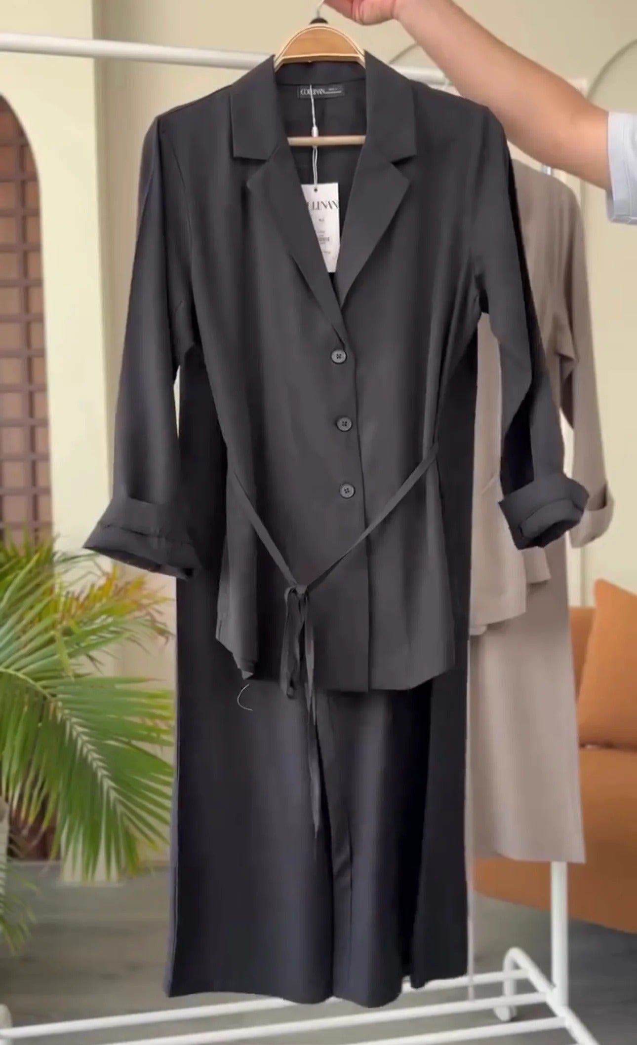 Women Coat Collar Shirt & Trouser Set