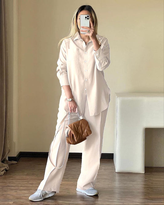 Women’s Linen Shirt Trouser Set | Linen outfit Set Women | Luxi Wears