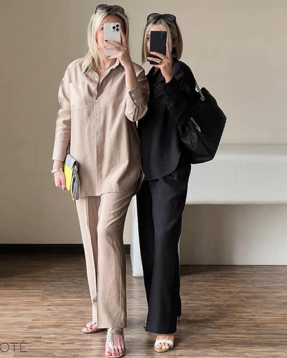 Women’s Linen Shirt Trouser Set | Linen outfit Set Women | Luxi Wears