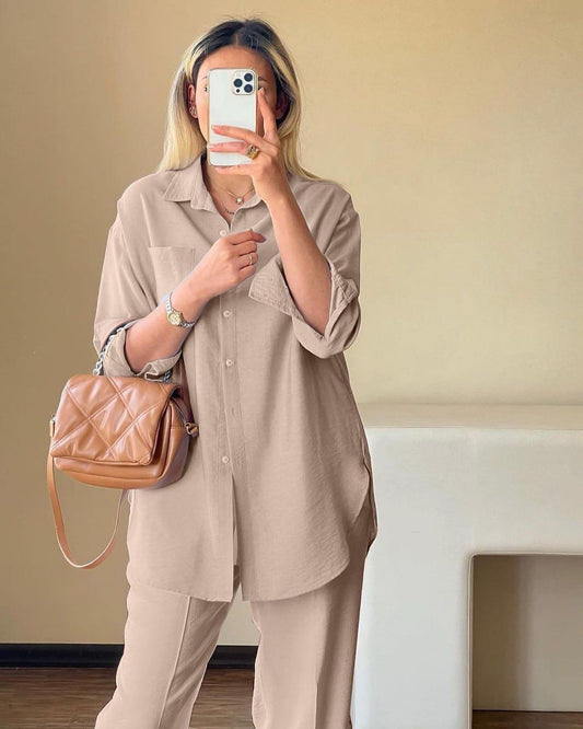 Women's Casual Linen Suit | Linen Shirt & Trouser Set | Luxi Wears
