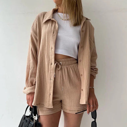 Women's Poly Cotton Shirt & Short Set