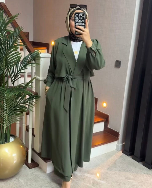 Women’s Long Coat Trouser Set | Casual Coat Shirt Trouser | Luxi Wears